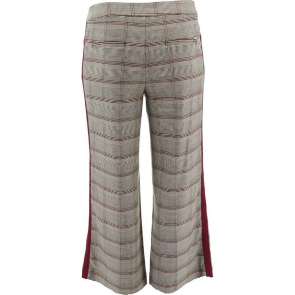 NWT G.I.L.I. PETITE WIDE LEG PLAID PANTS OLIVE/BURGUNDY STRIPE-VARIOUS SIZES - Picture 4 of 16